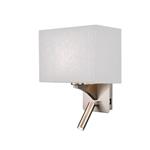 Benton LED Switched/Reading Arm Grey & Satin Nickel Double Wall Light QF125/1181