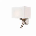 Benton LED Switched/Reading Arm Satin Nickel Double Wall Light FRA942