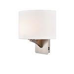Benton Satin Nickel & Off White Shade USB/Switched Wall Light FRA935