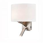 Benton Switched Off White Half Shade & Satin Nickel LED Wall Light QF125/1182