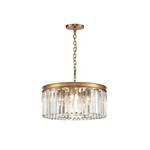 Caspian Small Drum Shaped Brushed Brass & Crystal Pendant TP2465-5