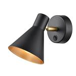 Fable Single Switched Adjustable Black & Gold Wall Light FRA508