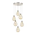 Franki Amber Glass Six Light Drop Pendant TP2453-6-356