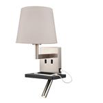 Lonnie LED Grey Tapered Shade & Satin Nickel USB Charger Wall Light QF123/11773