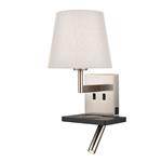 Lonnie LED Off White Tapered Shade & Satin Nickel USB Charger Wall Light QF123/1174