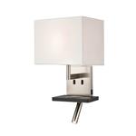 Lonnie LED Rectangular Satin Nickel & Off White Charger Light QF123/1178