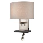 Lonnie LED Satin Nickel & Black/Grey Shade Charger Wall Light FRA925