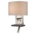 Lonnie LED Satin Nickel & Black/Taupe Shade Charger Wall Light FRA924