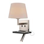 Lonnie LED Taupe Tapered Shade & Satin Nickel USB Charger Wall Light QF123/1176