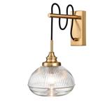 Magnus Brushed Brass & Clear Ribbed Glass Wall Light FRA974