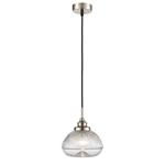 Acoste Satin Nickel & Clear Ribbed Glass Pendant PCH422