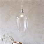 Bright Nickel and Hammered Glass Effect Large Pendant Corbin-PD30