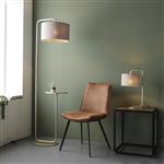 Satin Champagne Floor Lamp with Table Attached Agonis-FCG