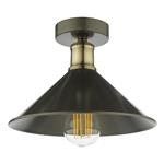 Jalen Black & Antique Brass Flush Ceiling Fitting JAL0161