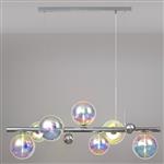 Charleston 7 Light Chrome with Iridescent Glass Pendant LT31171