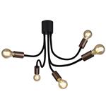Harlovan Flexible Black and Copper 5 Arm Ceiling Light GIN7646