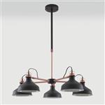 Nevada 5 Arm Black and Copper Ceiling Light LT30572