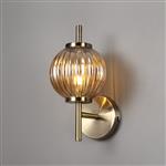 Riverside Antique Brass Smoked Glass Wall Light LT30407