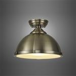 Rancho Antique Brass And Frosted White Glass Flush Fitting LT32951
