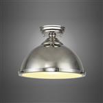 Rancho Polished Nickel And Frosted White Glass Flush Fitting LT32953