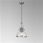 Rancho Satin Nickel And Clear Glass Ceiling Pendant LT30231