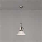 Rancho Satin Nickel And Clear Glass Ceiling Pendant LT32958