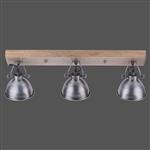 Samia Ceiling Triple Spotlight Wood/Chrome 11983-77