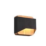 Arino LED Natural Wood & Matt Black Square Wall Light 224810132