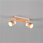Aruni Wood And Matt White Double Adjustable Spotlight 801100231