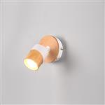 Aruni Wood And Matt White Single Adjustable Spotlight 801170131