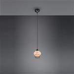Borka Small Natural Rattan And Black Ceiling Pendant R31261036