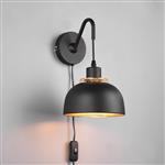 Punch Black And Gold Mesh Plug-in Single Wall Light R20811732