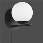 Pure Wall Light Black with Opal Glass Shade 202000132