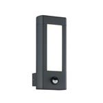 Rhine LED IP54 Anthracite PIR Outdoor Wall Light 221669242