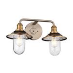 Antique Nickel And Brass IP44 Rated Double Wall Light QN-RIGBY2-BATH-AN
