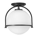 Black Single Globe Semi-Flush Ceiling Light QN-SOMERSET-F-O-BK