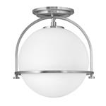Brushed Nickel Single Globe Semi-Flush Ceiling Light QN-SOMERSET-F-O-BN