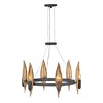 Carbon Black With Deluxe Gold 6 Light Multi-Arm Pendant QN-WILLOW6-CBK
