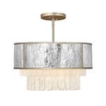 Hammered Steel And Champagne Gold 4 Light Semi-Flush/Pendant QN-REVERIE-4P-CPG
