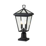 IP44 Rated Black Double Pedestal Post Light QN-ALFORD-PLACE3-M-MB