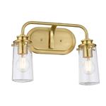 IP44 Rated Brushed Brass Double Bathroom Wall Light QN-BRAELYN2-BB