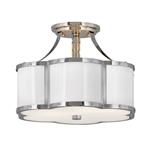 Polished Nickel And White Semi-Flush 2 Light QN-CHANCE-SF-S-PN