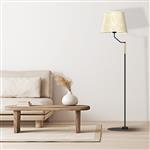 Etna Black and Wood Floor Lamp with Rattan Shade MLP7279