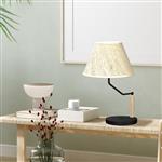 Etna Black and Wood Table Lamp with Rattan Shade MLP7278