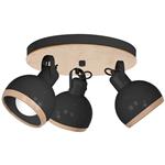 Orchard Black and Wood Round Triple Spotlight MLP8659