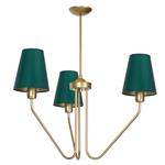 Victoria Brass and Green 3-Arm Ceiling Light MLP4907