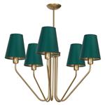 Victoria Brass and Green 5-Arm Ceiling Light MLP4908